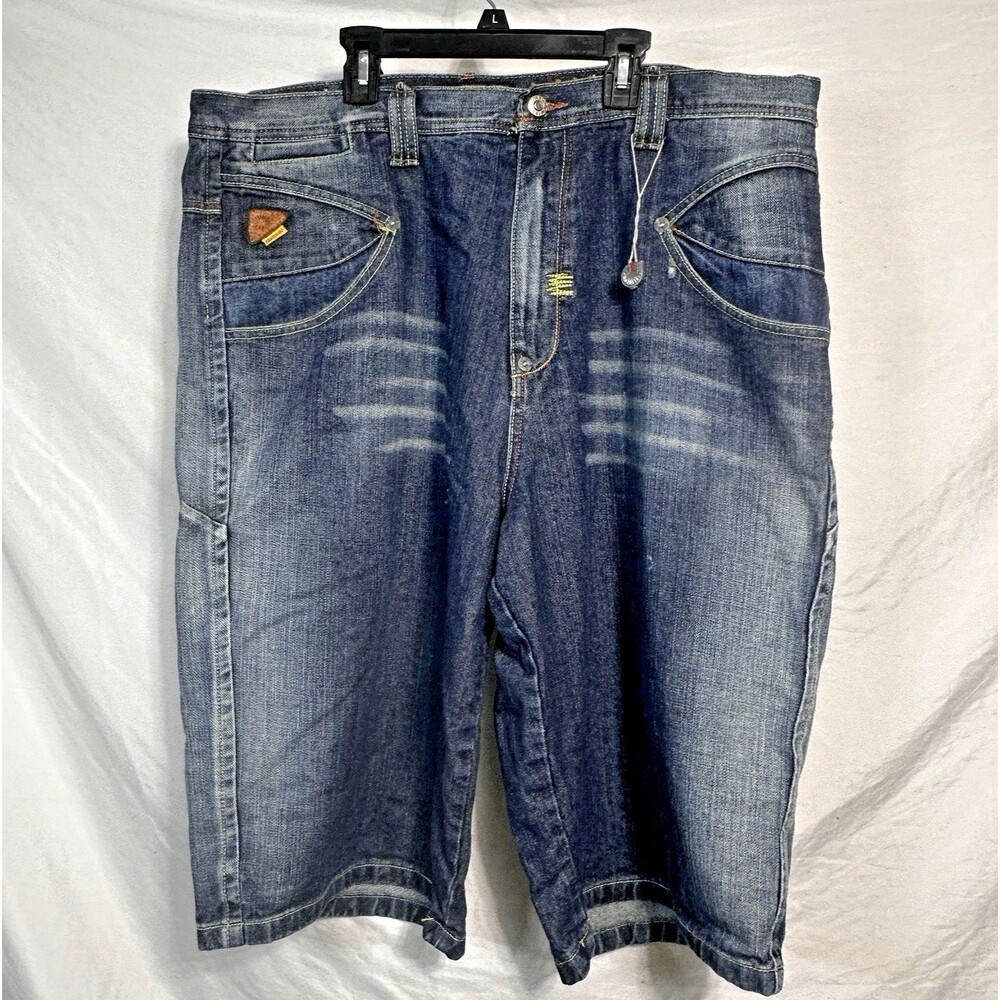 Akademiks Shorts Mens 38 Blue Denim Jeans Rap Hip Hop Streetwear Skater Y2K